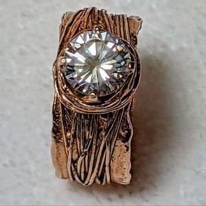 Sterling 925 rose gold vermeil engagement ring -made in Israel- sz 9 - EXCELLENT